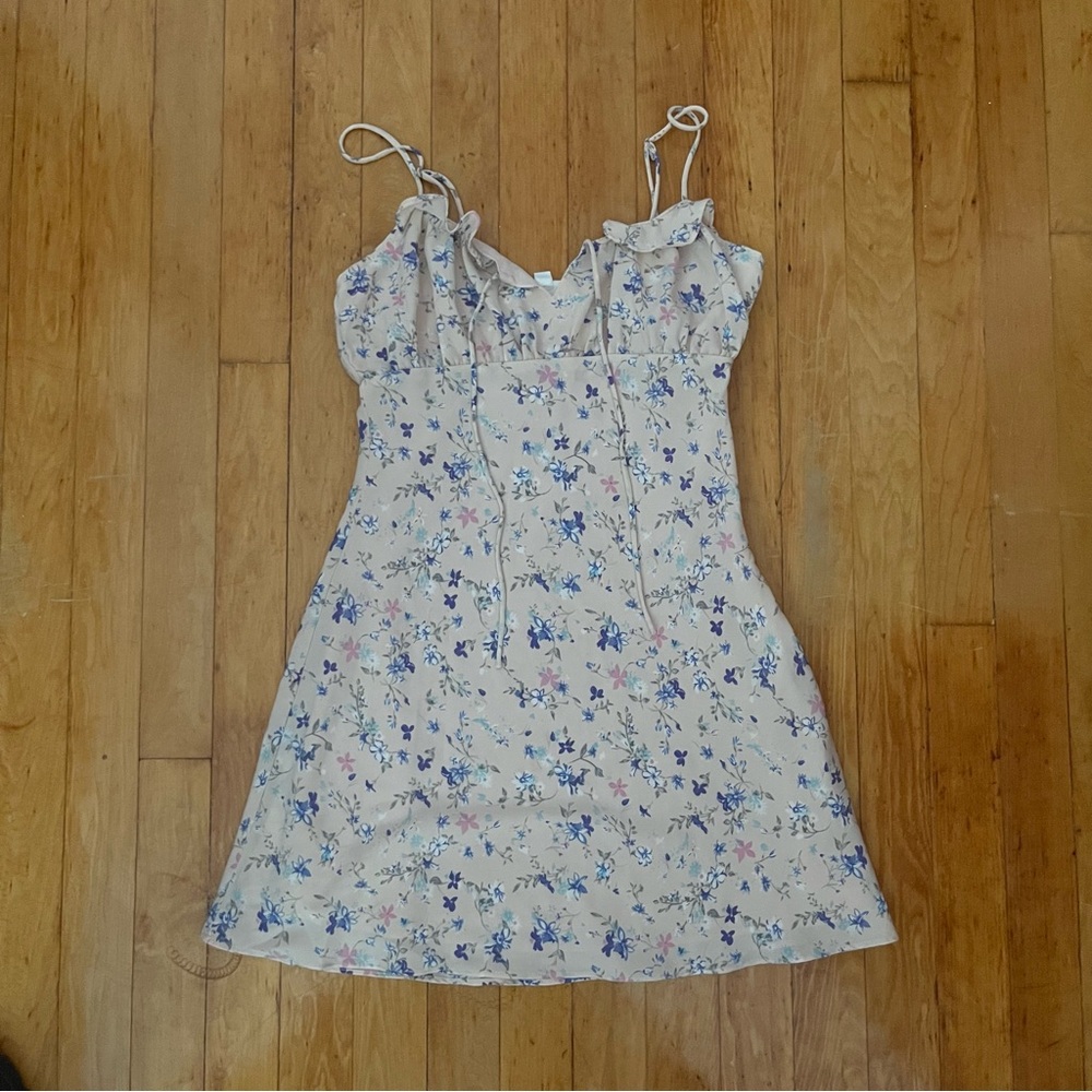 Pink floral mini tank slip dress